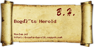 Bogáts Herold névjegykártya